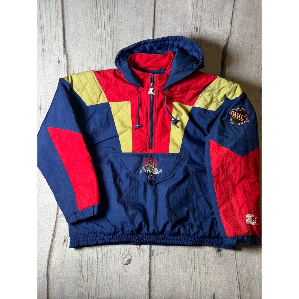 Starter Vintage 90s Florida Panthers NHL Anorak‎ Jacket Mens M Blue Red